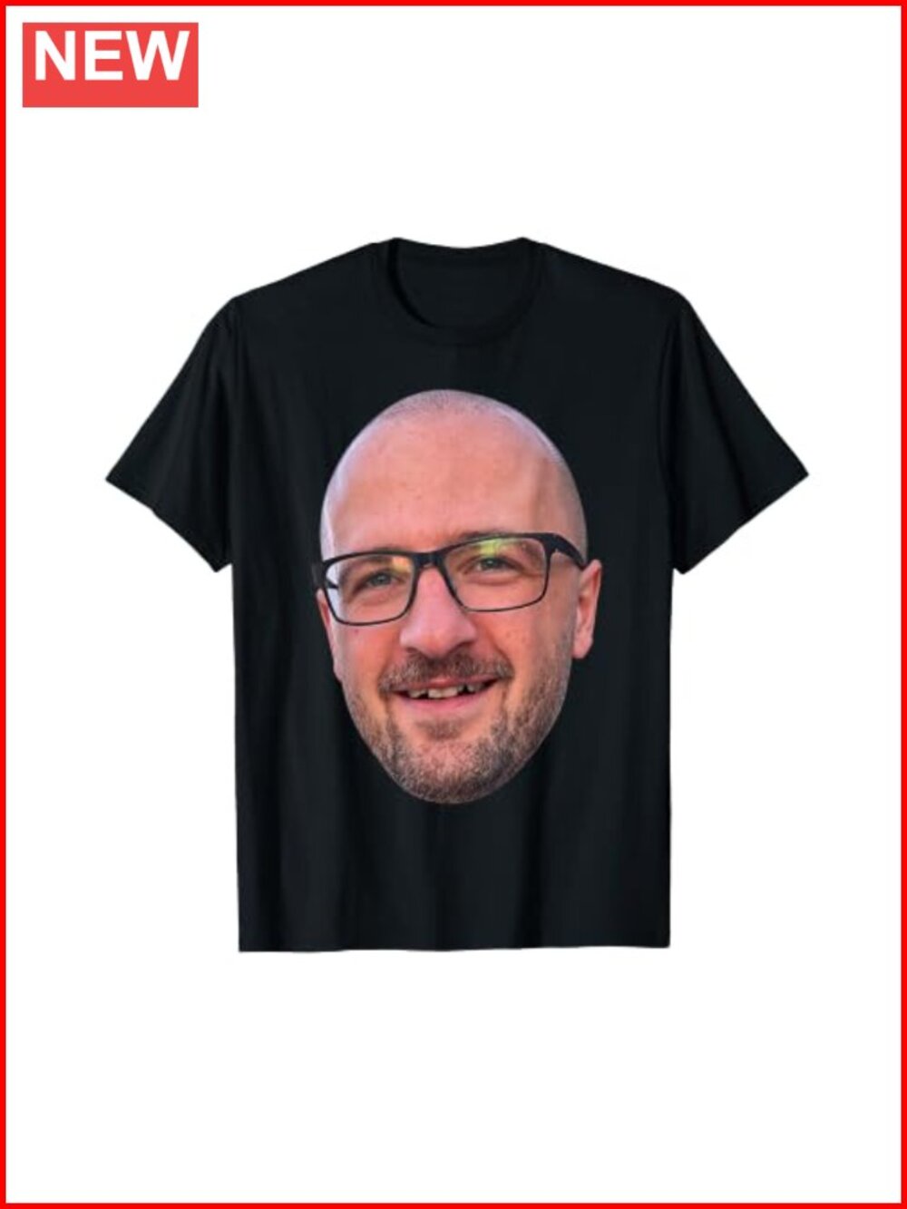 Funny Bald Guy Face Graphic T-Shirt Novelty Party Tee